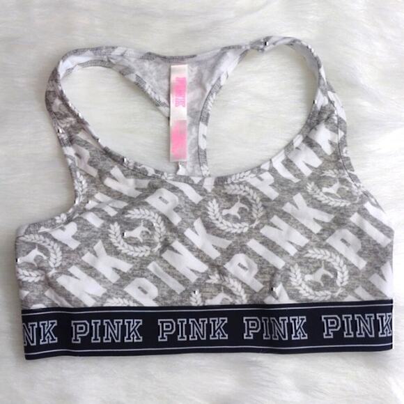 PINK by Victoria's Secret Sports Bra size Small color Grey/White/Black - Picture 1 of 5